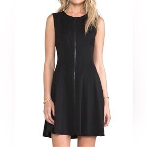 Theory Bonbi Black Wool Zip Front Mini Dress Sz 4 — Tailored Fit & Flare